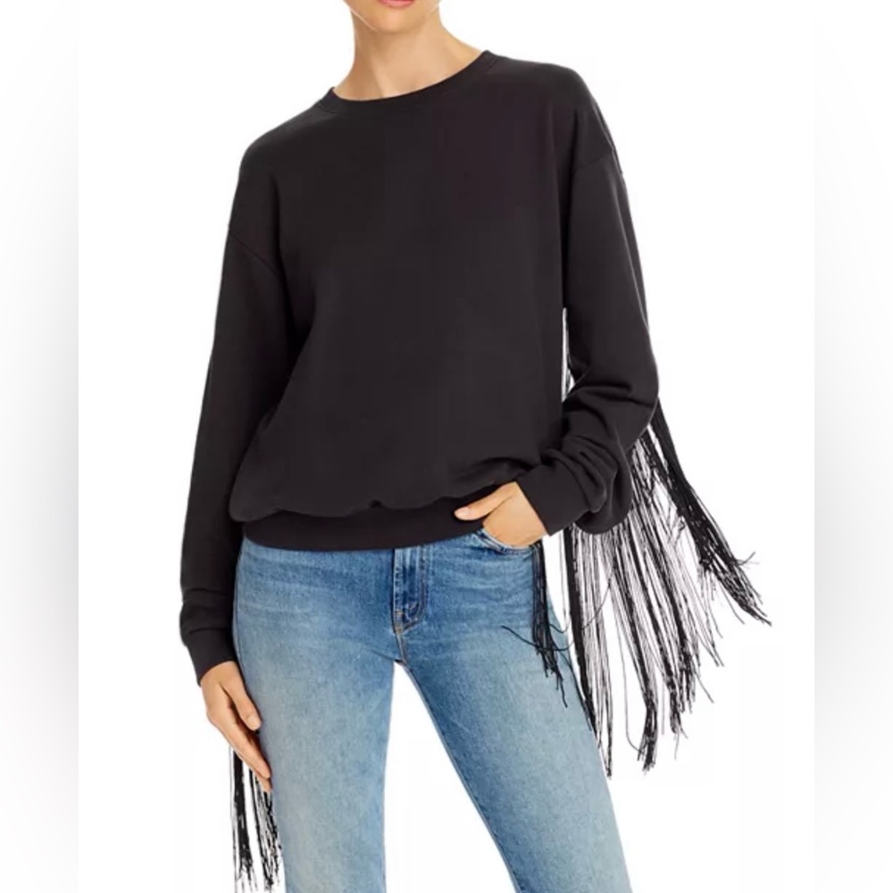 Fringe Detail Black Sweatshirt